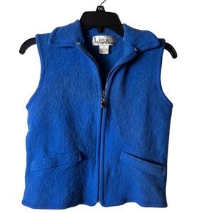 Lisa International Blue Boiled Wool Vest vintage Women's Size small boho